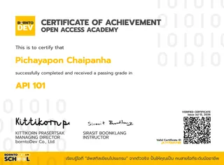 API 101 certificate from borntoDev School