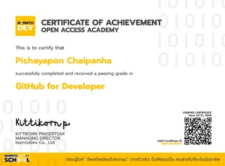 GitHub for Developer certificate from borntoDev School